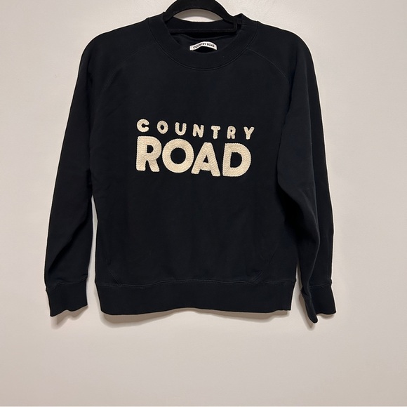 Country Road Sweatshirt Women’s Size Small Black Cream Australia Cotton school - Picture 2 of 9